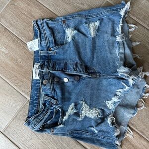 Abercrombie & Fitch Blue Distressed Jean Shorts